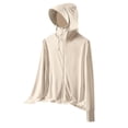 thumbnail image 4 of Women's Cool Feeling UPF 50+ Sun Protection Hoodie Regular Fit Solid Color Hooded Long Sleeve Lightweight Breathable UV Coat for Casual Outdoor Beige XXL, 4 of 7