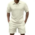 thumbnail image 3 of VBTAPA Men's Summer Casual Polo Shirt and Shorts Set Short Sleeve 2 Piece Outfits Fashion Athletic Tracksuit Sweatsuit with Pockets Beige XL, 3 of 7