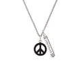 thumbnail image 2 of Delight Jewelry Acrylic Small Black Peace Sign Silvertone Courage Strength Wisdom Honesty Bar Charm Necklace, 23", 2 of 4
