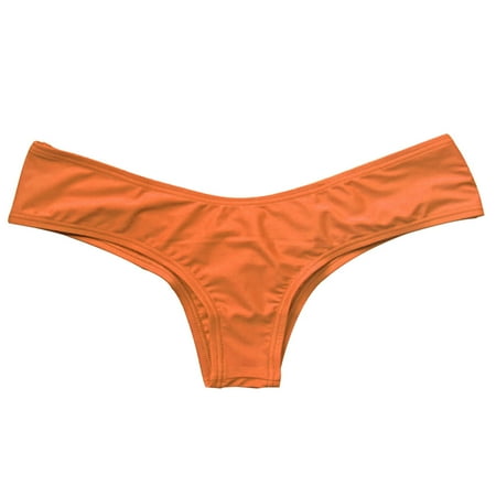 Fusipu Women Sexy Ruched Solid Color Bikini Bottom Swimwear Hipsters Thong Beachwear