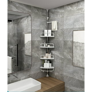 Qeke Corner Shower Shelf Matte White, 304 Stainless Steel 11.5” Recessed  Corner Shelf Bathroom for Tiled Wall, Floating Shower Shelves Shampoo  Holder