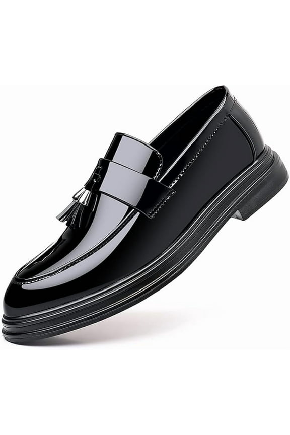 Men's Casual Driving Shoes Patent Leather Tassel Loafers Non-Slip Penny Formal Tuxedo Shoes Business Party Leather Shoes