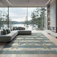 thumbnail image 2 of ODIKA 6'x9' Washable Area Rug Seashell Coral Starfish Marine Motifs Striped Nautical Vintage Playful for Family Room, Living Mater Bedroom, Non-Slip, Easy Care, 2 of 7