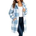thumbnail image 2 of Xaqiouau Womens Plaid Sherpa Jacket Fleece Hooded Coat Zip Up Long Sleeve Buffalo Check Teddy Jacket Warm Winter Outerwear with Pockets, 2 of 6