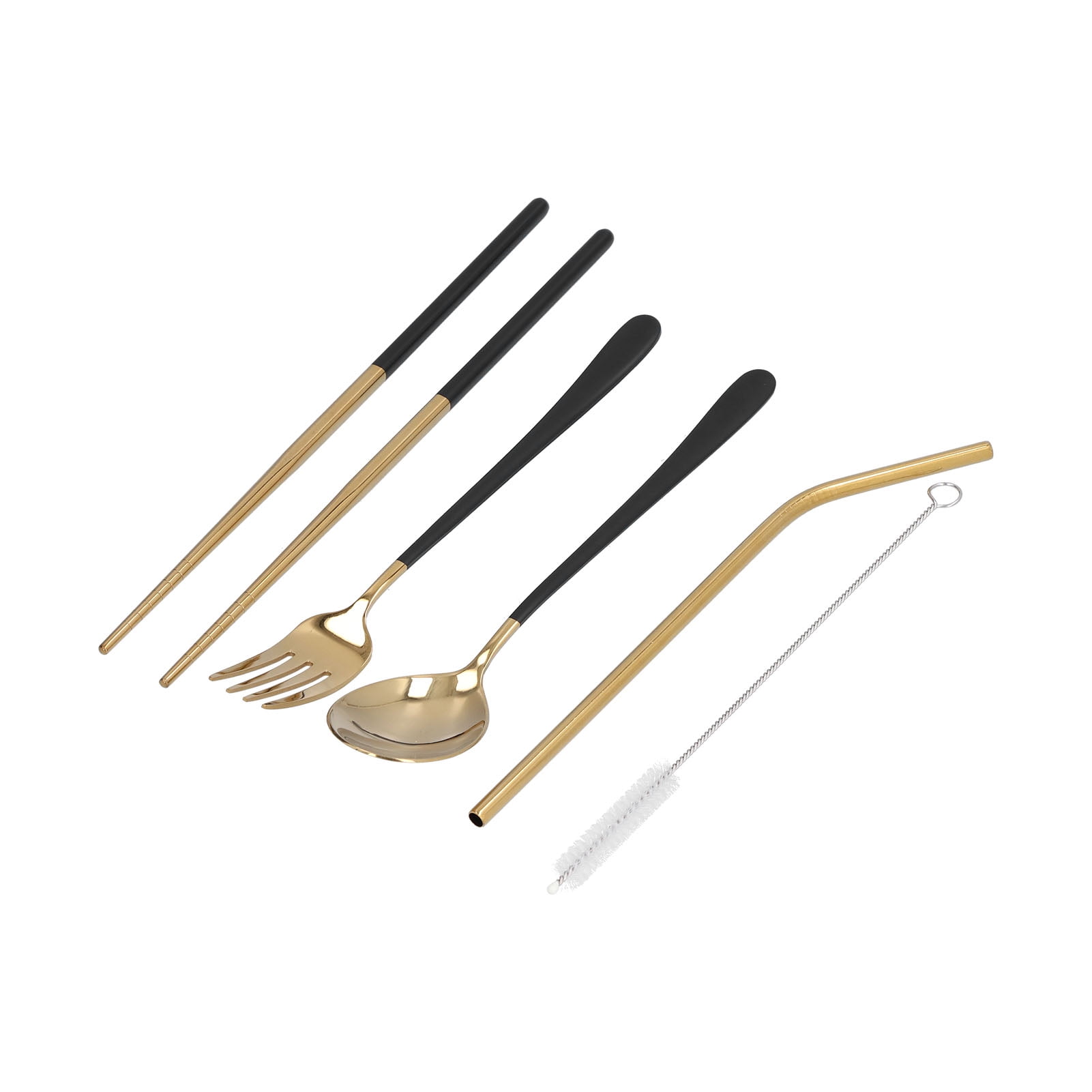 Chopsticks Spoon Fork Straw, Cutlery Set Portable Paint Flatware Set