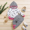 thumbnail image 3 of SDJMa Baby Boys' Short-Sleeve Bodysuit Toddler Kids Baby Hooded Cartoon Letter Print Tops+Stripe Pants Set, 3 of 9