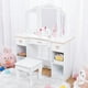 thumbnail image 1 of Yeshouse Juego de Tocador y Silla para Niña, Tocador de Maquillaje de Madera para Niños con Luces, Espejo, Cajonera y Taburete, Blanco, 1 of 8