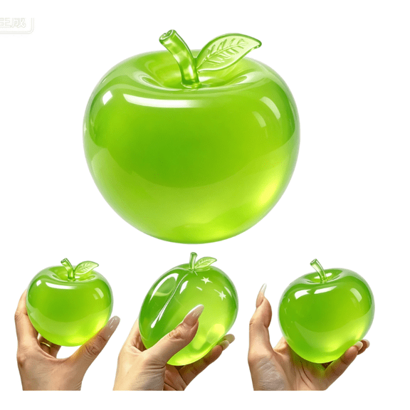 Apple Squishies, Green Apple Squeeze Toys with Leaf, Apples Squishies Fidget Toy, Slushy Fruit Stress Balls for Adults Anxiety Relief Office Home, Sensory