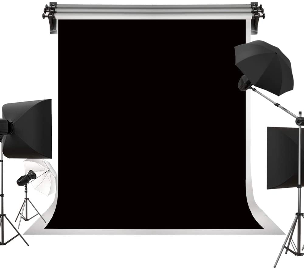 *3m Non-woven Fabrics, Photo Video Studio Seamless Solid Dark Black  Screen Muslin Backdrop Photo Studio Background, Black 