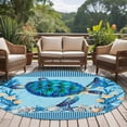 thumbnail image 4 of Coastal Turtle Round Area Rug 7Ft Washable Circle Rugs for Dorm Laundry Room, Nautical Coral Starfish Conch Seashells Non-Slip Carpet Floor Mats Indoor Outdoor Carpet Runner Aesthetic Home Decor, 4 of 8