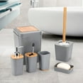 thumbnail image 3 of KRALIX Bathroom Set 6 Pieces Gray Plastic/Bamboo Bathroom Accessories, 3 of 7