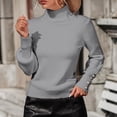 thumbnail image 3 of Duoif Sweaters for Women Trendy Women's Solid Color Pullover Crew Neck Sweater Stripe Knit Fashion Sweater Women's Sweaters Womens Tops Grey S, 3 of 8