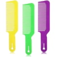 thumbnail image 1 of 3 Pieces Barber Combs Clipper Combs Flat Top Clipper Combs Hair Cutting Combs for Clipper-cuts and Flattops (Yellow, Green, Purple), 1 of 4