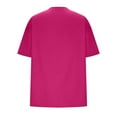 thumbnail image 4 of ShomPort Womens Summer Tops Short Sleeve V Neck Comfy Loose ted T-Shirts Solid Color Pullover Casual Tee Basic Tops (Large, Hot Pink), 4 of 5