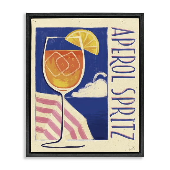 Stupell Industries Retro Aperol Spritz Food & Beverage Painting Black Floater Framed Canvas Art Print Wall Art, 17 x 21