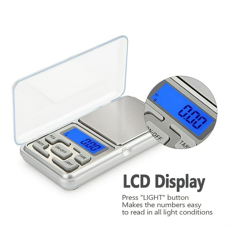 (Upgradaed) Digital Mini Scale, 200g /0.01g Pocket Scale, 50g Calibration Weight, Electronic Smart Scale, 6 Units, LCD Backlit Display, Tare, Auto