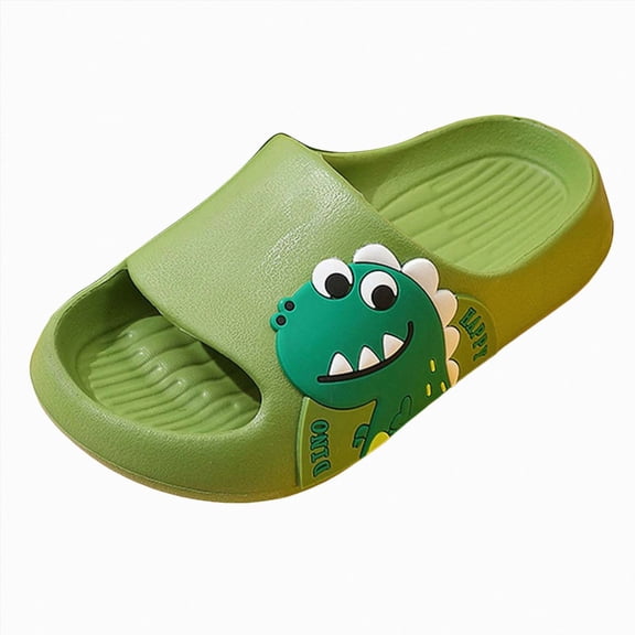 enyan Kids Boys Girls Slides Sandals Ultra Comfortable Beach Swimming Pool Shower Shoes House Slide Indoor Outdoor Green,Size 2