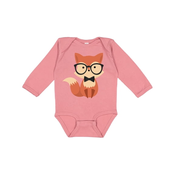 Inktastic Cute Hipster Fox Boys or Girls Long Sleeve Baby Bodysuit