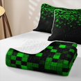 thumbnail image 4 of jejeloiu Green Pixel Twin Quilt Set Kids,Abstract Geometric Plaid Twin Coverlet Set For Boys,2-Piece, 4 of 7