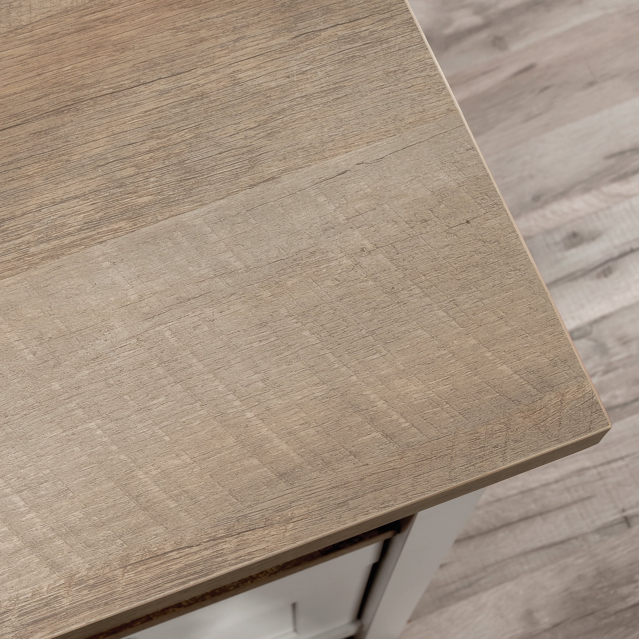Sauder Cottage Road Engineered Wood L-Shaped Desk in White Finish