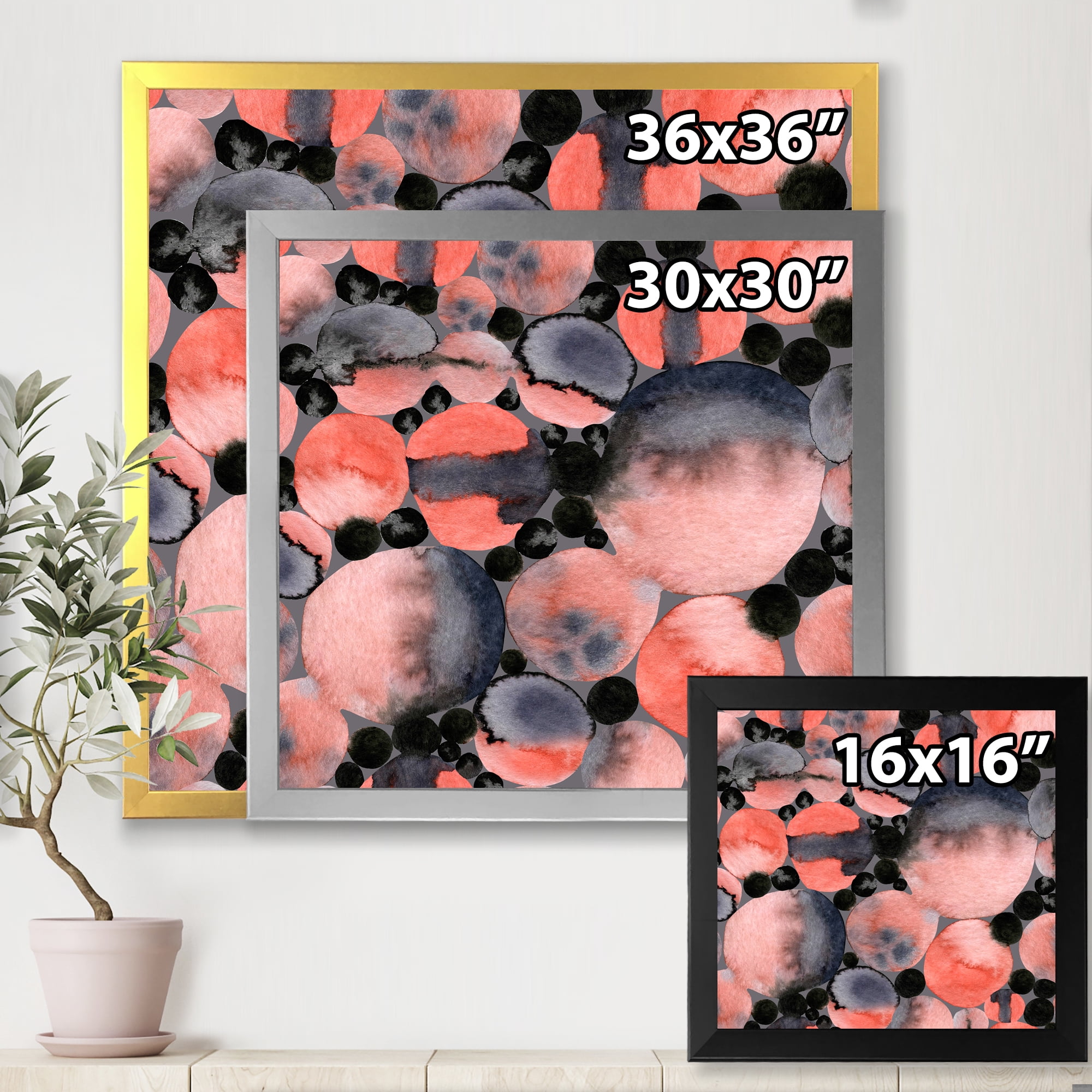 Designart 'Polka Dots Abstract Geometric Art' Modern Framed Art Print
