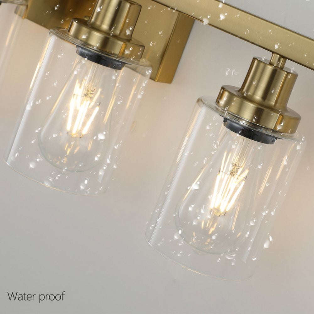 Hi-LIGHTS,Golden 6-Light Vanity Light with Clear Glass Shades(Bulbs Not Included),Bathroom Wall Fixture for Bathroom,Dressing room,Living Room,Bedroom(Golden)
