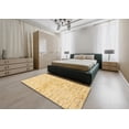 thumbnail image 5 of Ahgly Company Machine Washable Indoor Round Abstract Chrome Gold Yellow Area Rugs, 4' Round, 5 of 7
