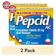 (2 pack) Pepcid AC Maximum Strength for Heartburn Prevention & Relief, 25 Ct