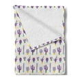 thumbnail image 2 of Cartoon Soft Flannel Fleece Throw Blanket, Purple Smiling Cactus Face Drawings Slender Big Small Different Forms Style, Cozy Plush for Indoor and Outdoor Use, 50" x 70", Multicolor, by Ambesonne, 2 of 5
