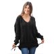thumbnail image 4 of ABPHQTO Suéter de mujer con cordones en punto trenzado Love Letters negro, 4 of 5