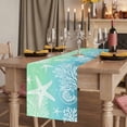 thumbnail image 2 of Table Runners 70 Inches Long Dress Scarves, Teal Blue Ombre Coastal Farmhouse Coffee/Dining/Kitchen Table Decor, Holiday Table Runner, Sea Nautical Summer Beach Starfish Coral 13x70 Inch, 2 of 9