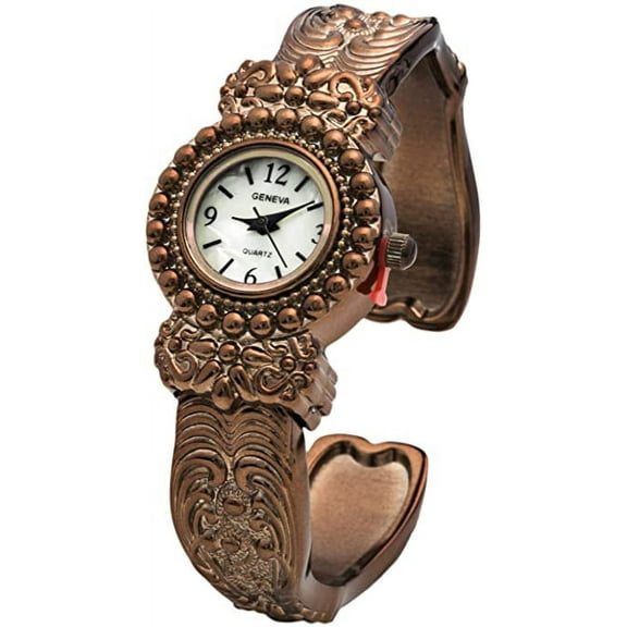Blekon Collections Quartz Womens 24mm Intricate Concho Cuff Bangle Analog, Casual Watch