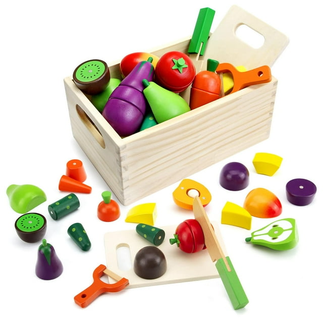 Juego de comida de madera GOPLACS para cortar frutas y verduras