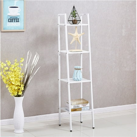 Corner Leaning Shelf 4-Tier Ladder Shelf Bookshelf Bookcase Corner Ladder Shelf Display Leaning Home Office Decor ()