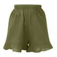 thumbnail image 6 of Womens Summer Shorts Casual Solid Color Elastic Waist Ruffles Short Pants Ladies Plus Size Loose Beach Shorts, 6 of 8