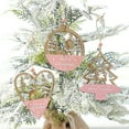 thumbnail image 3 of GadgetVLot Pink Wooden Christmas Tree Pendant Christmas Decorations, 3 of 13