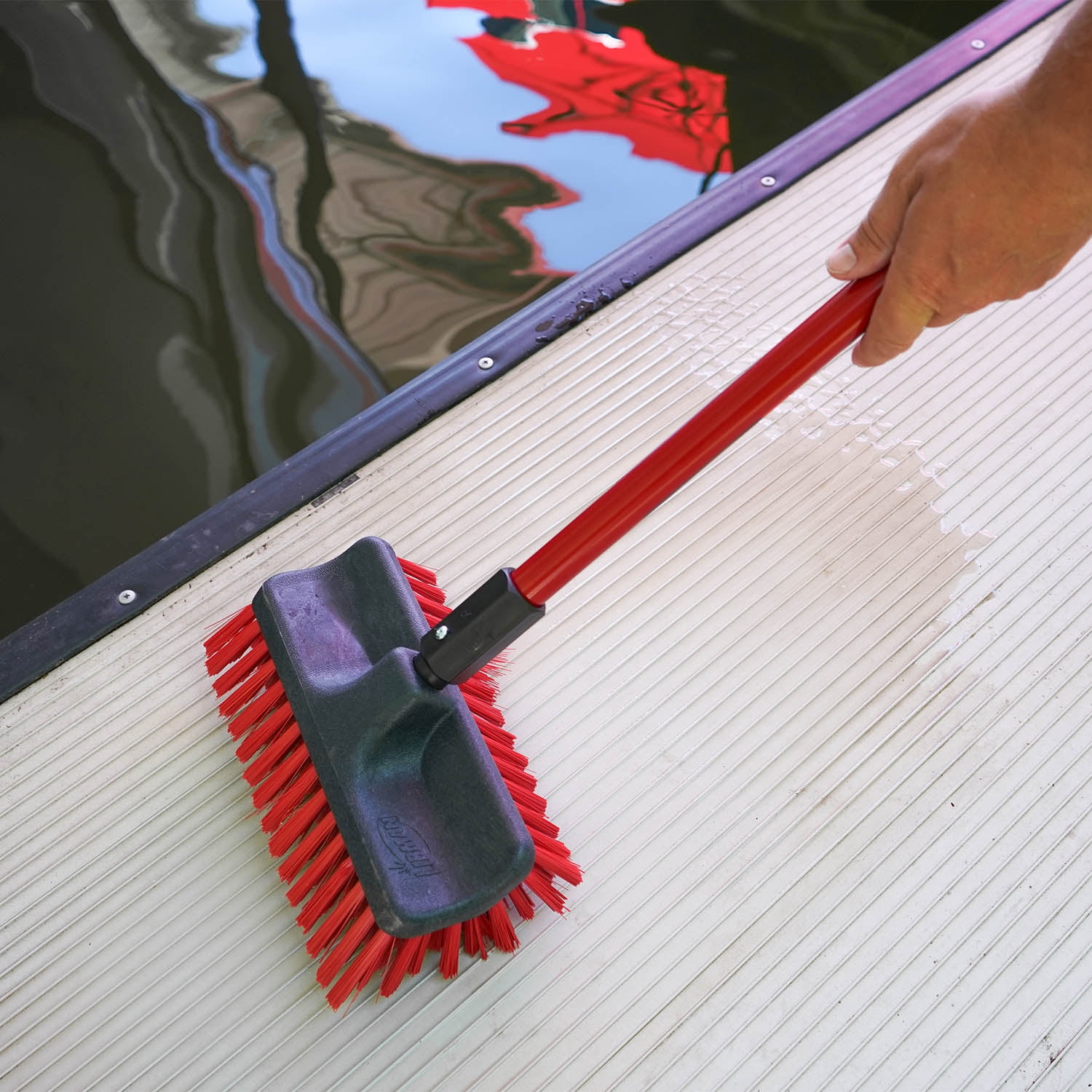 Libman 60"  Scrub Brush Heavy Duty Dual Scrub Steel Handle Red Black