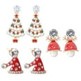 thumbnail image 4 of 3 Pairs Christmas Themed Creative Oil Drip Earring Set Diamond Bell Earring, 4 of 7