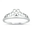 thumbnail image 1 of Elegant Filigree Swirl Promise Heart Princess Crown Ring .925 Sterling Silver Band Jewelry Female Size 9, 1 of 4