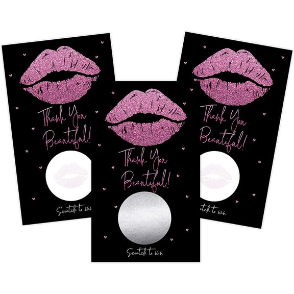 Lips Blank Gift Certificate Scratch Off Cards Vouchers for Birthday, Small Business, Restaurant, Spa Beauty Makeup Hair Salon, Wedding Bridal, Baby Shower Favors Games