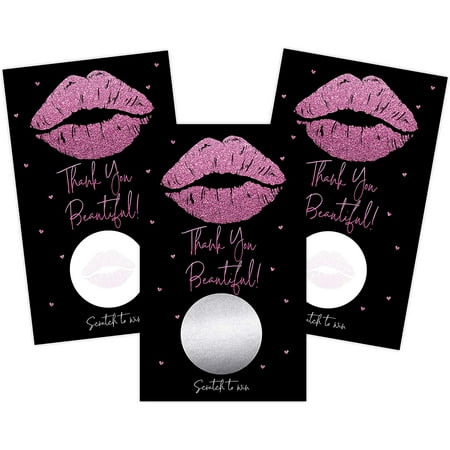 Lips Blank Gift Certificate Scratch Off Cards Vouchers for Birthday, Small Business, Restaurant, Spa Beauty Makeup Hair Salon, Wedding Bridal, Baby Shower Favors Games