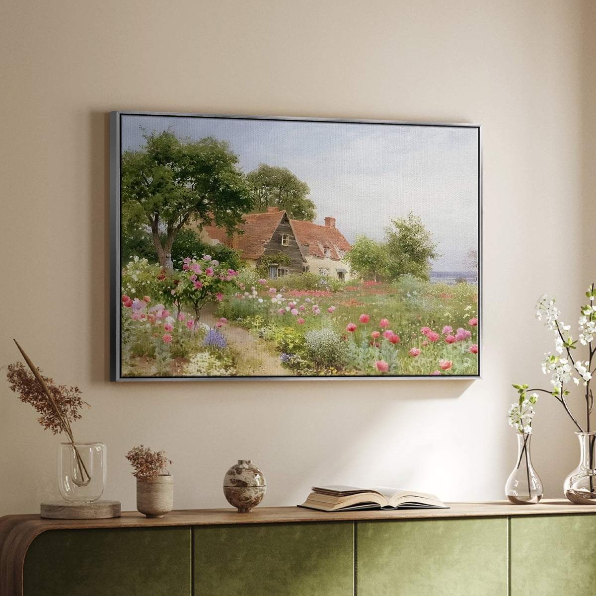 Vintage Landscape-CCLIV By Wexford Home Framed in Silver Wood Gallery Wrapped Canvas 17 in. x 25 in.