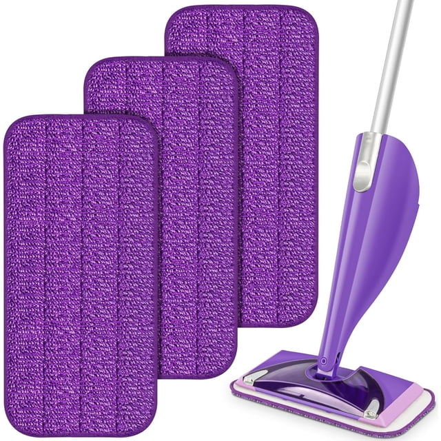 Reusable Mop Pads Compatible with Swiffer Wet Jet, Wet Jet Pads Refills for Swiffer Mop, 3 Pack Microfiber Replacement Pads for Hardwood Floor Cleaning, Dry Wet Mopping Cloths for 12" Wet Jet Refill