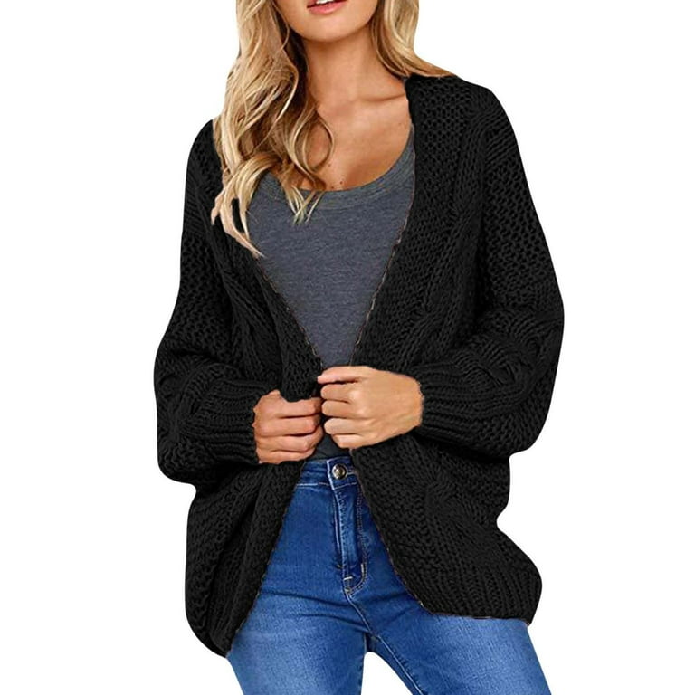 nsendm Womens Cardigan Oversized Open Front Long Sleeve Fuzzy Knit Cute  Sweaters Fall Winter Summer Shrugs for Women Shirt Black One Size 