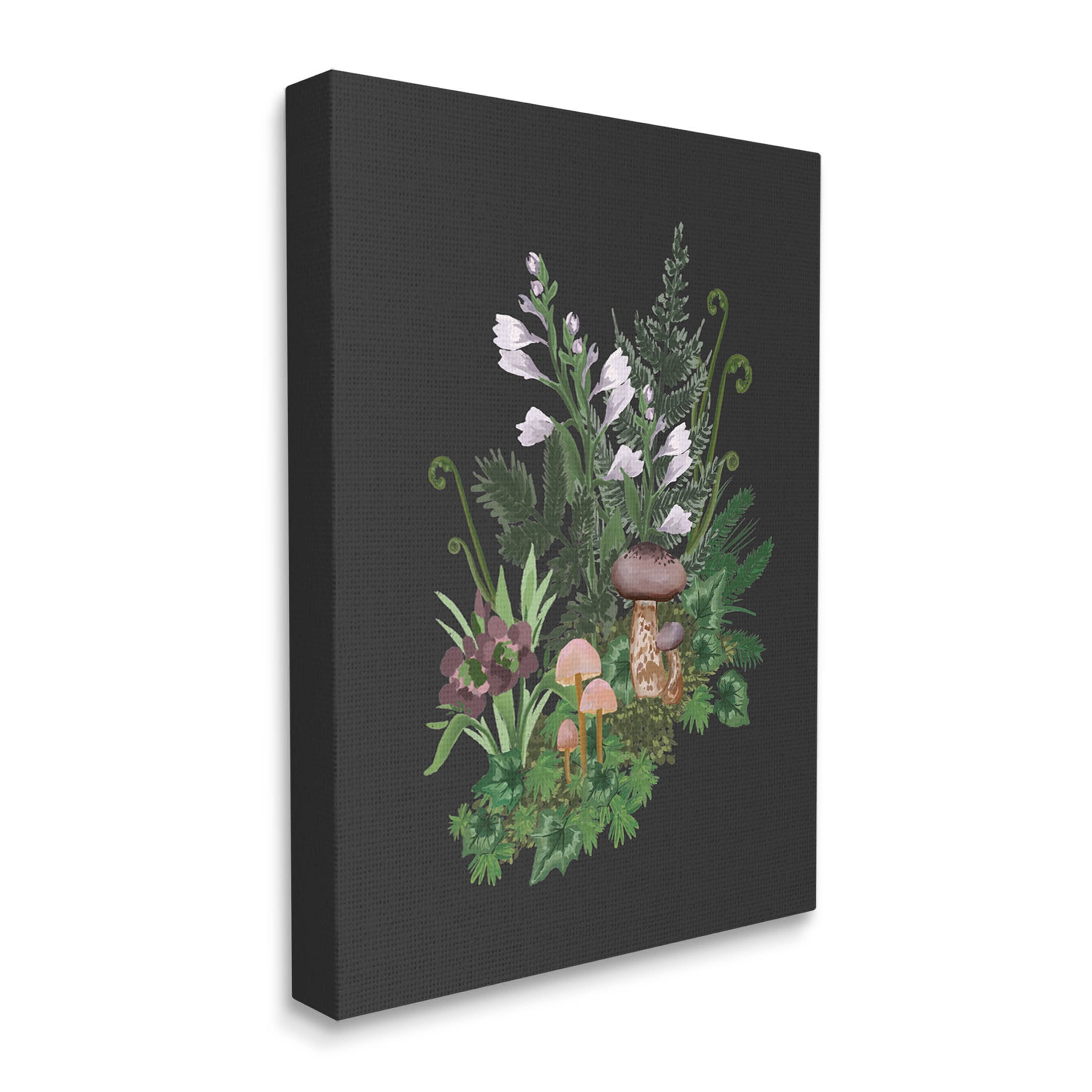 Forest Plants Blooming Mushrooms Botanical & Floral Graphic Art Gallery Wrapped Canvas Print Wall Art