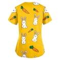 thumbnail image 4 of KDDYLITQ Easter Scrub Tops for Women Short Sleeve Bunny and Eggs Printed Stretch Nurse Uniforms V Neck Daisies Summer Working Uniform with Pockets Saffron 5XL, 4 of 5
