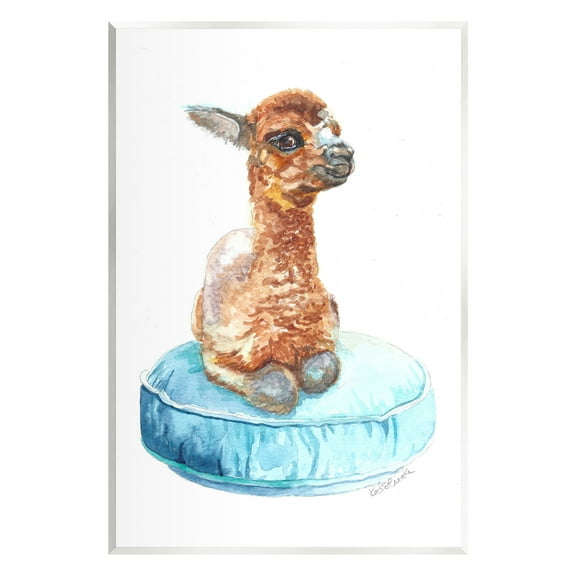 Stupell Industries Baby Goat on Pillow Animals & Insects Painting Unframed Art Print Wall Art, 10 x 15