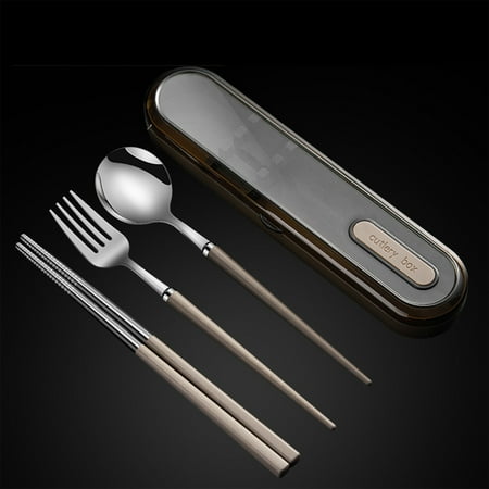 

Travel Utensils Set Stainless Steel Spoon/Chopsticks/Fork with Holder Case Housewarming Gift