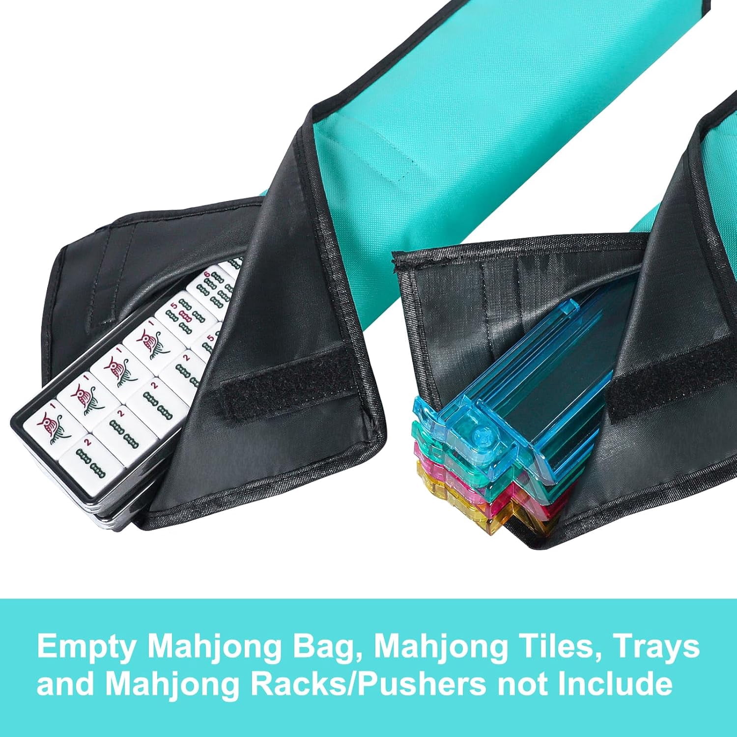 Empty Mahjong Bag, Light Green American Mahjong Bag with Two Wrappers (Case Only)