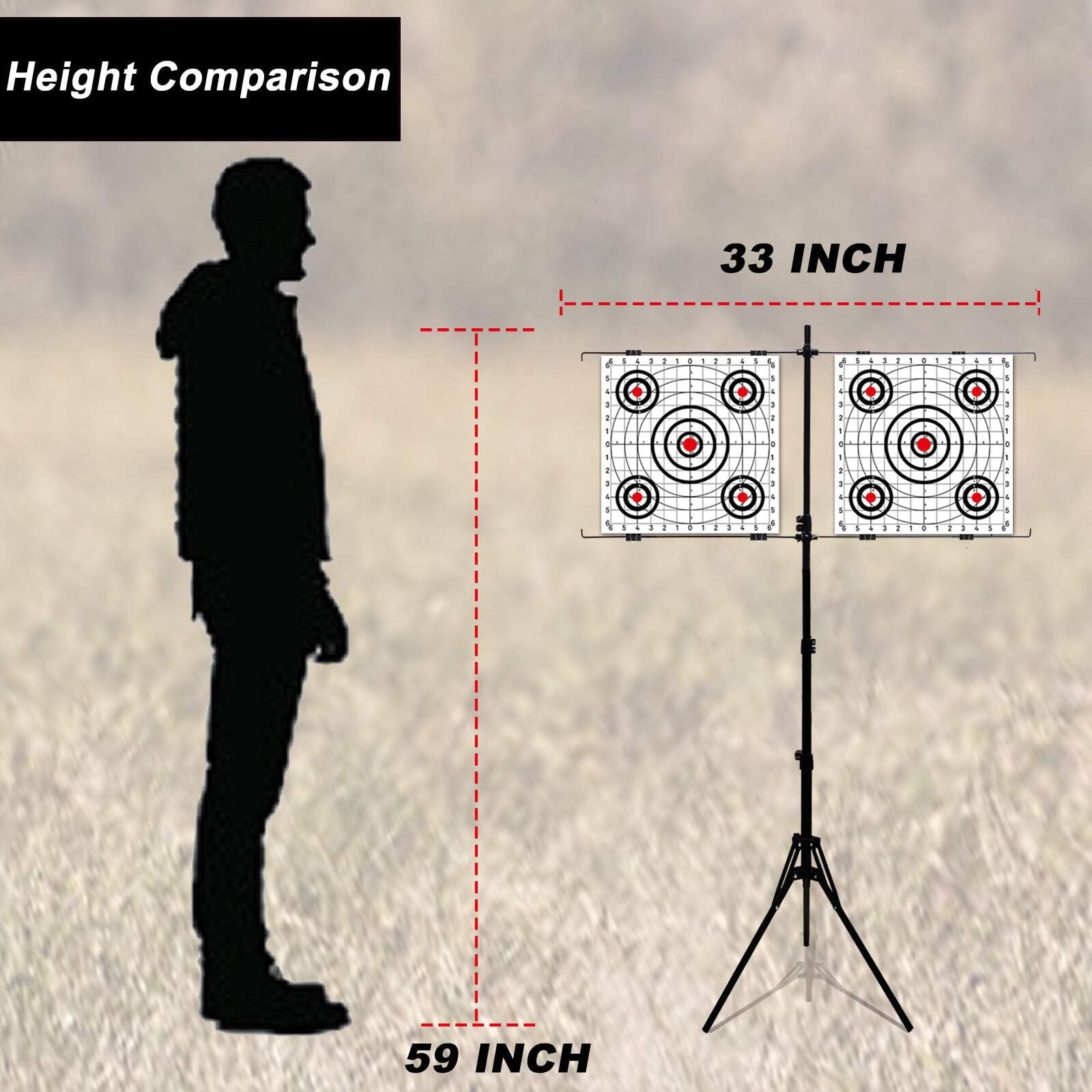 Atflbox Adjustable Paper Target holder With 10pcs Target Papers for Outdoor, Paper Target Stand for BB gun, Airsoft, Airgun backyard Shooting Practice